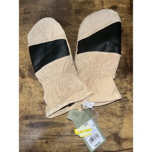 Goodfellow Men's‎ S/M Genuine Suede Leather Beige Tan Tech Touch Lined Mittens